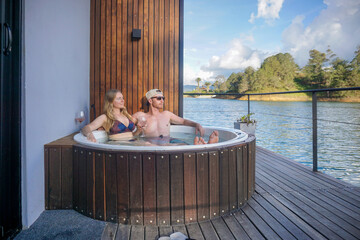 Couple in the hot tub