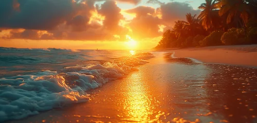 Foto auf Glas Sunset over the sea © michalsen