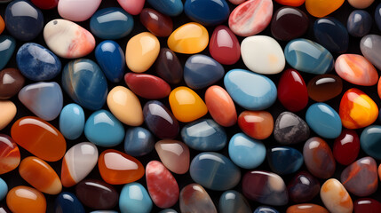 Fototapeta na wymiar Multicolored smooth pebbles pattern