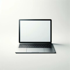 Fototapeta premium 白い背景の真ん中に置かれたノートパソコン