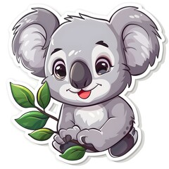 cute and funny baby Koala sticker on a white background