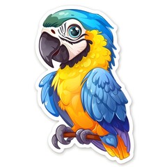 cute and funny baby Macaw sticker on a white background