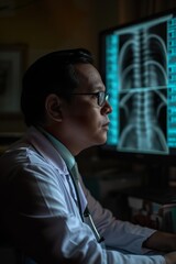Fototapeta premium professional doctor checking medical lunges x-ray test, physician checking chest cancel 