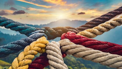 rope on a yacht Team rope diverse strength connect partnership together teamwork unity communicate support. Strong diverse network rope team concept integrate braid color background cooperation empowe