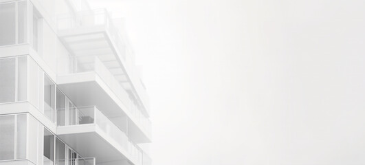 White modern building on white background with copyspace