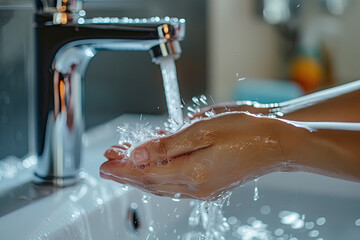 washing hands on wastafel - obrazy, fototapety, plakaty