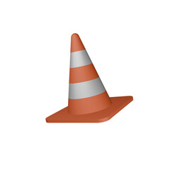 Orange Traffic Cone 3D Icon Element Render Transparent Background