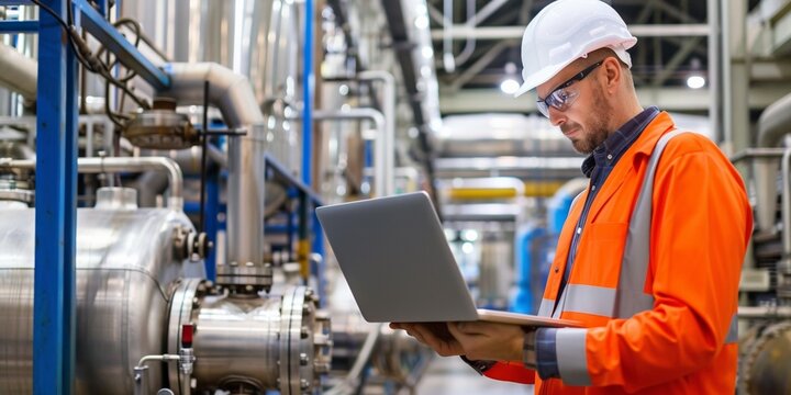 An industrial engineer oversees manufacturing operations using advanced technology and strict safety protocols.