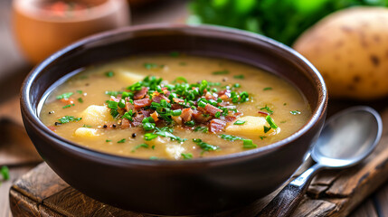 Traditional German Potato Soup (Kartoffelsuppe) Photo