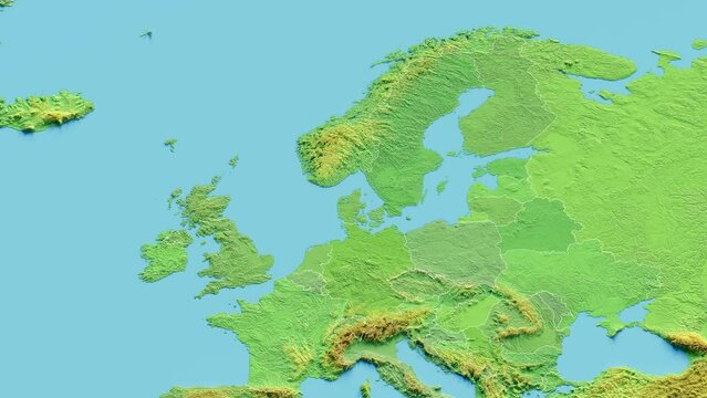 Denmark Map 3D animated with Borders