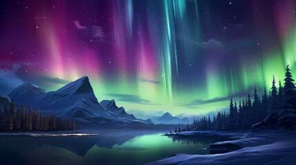 Obraz premium Vivid image of Northern Lights twinkling in the night sky