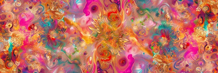 Vibrant Abstract Artwork with Psychedelic Patterns, Colors and Textures for Creative Backgrounds