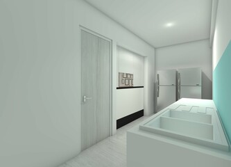 Minimalist Counter Kitchen Sink Concept without Material Furnishing