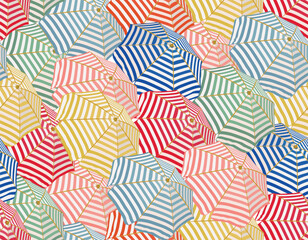 Modern Colourful beach umbrellas summer seamless pattern vector - 738793751
