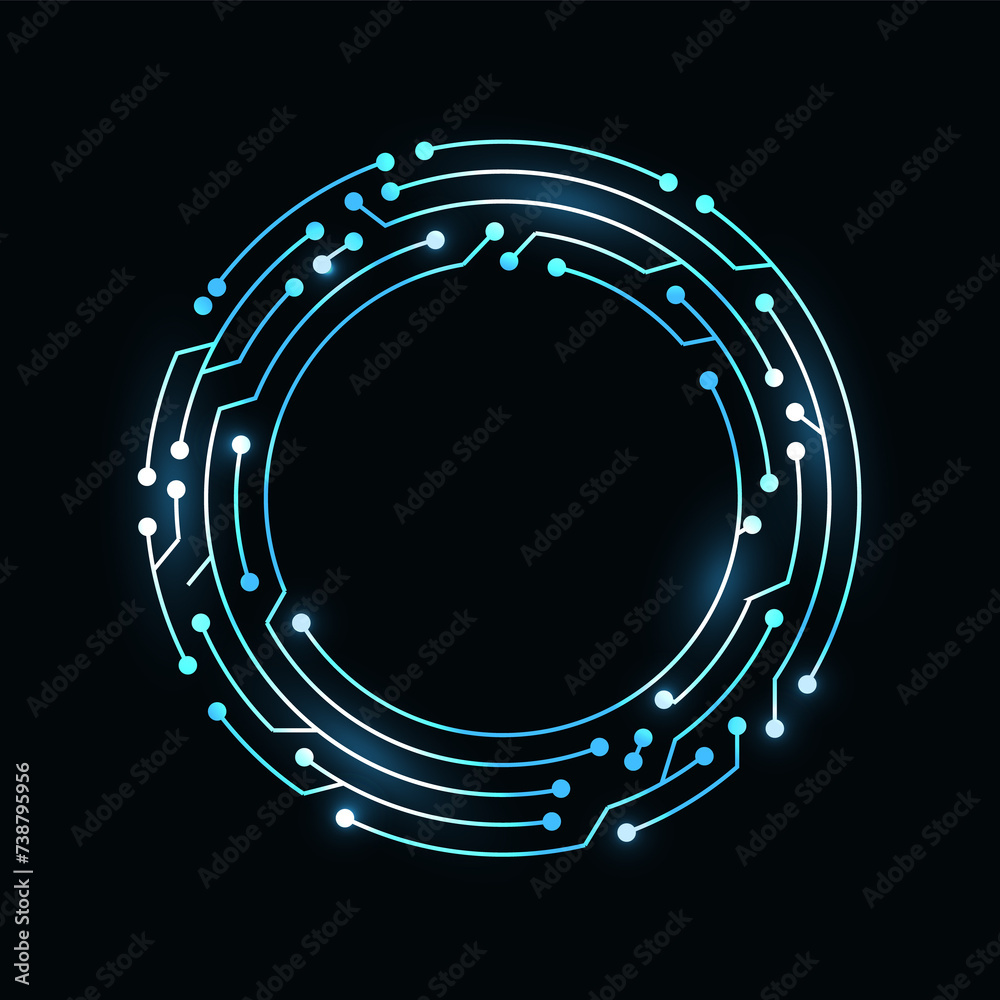 Aufkleber circuit board circle frame. abstract digital round frame, hardware board and electronic motherboard 