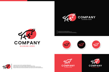 jump bull,minimalist style, logo design inspiration.