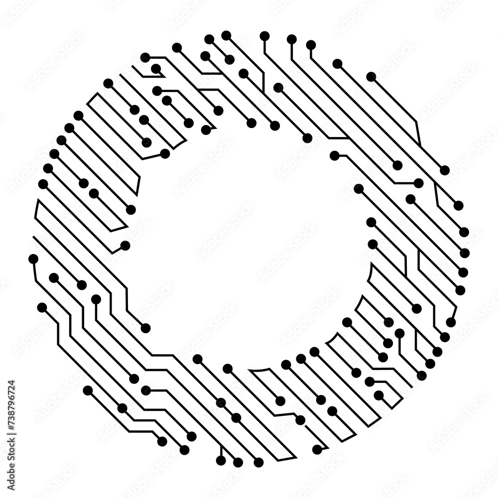 Aufkleber circuit board circle frame. abstract digital round frame, hardware board and electronic motherboard 