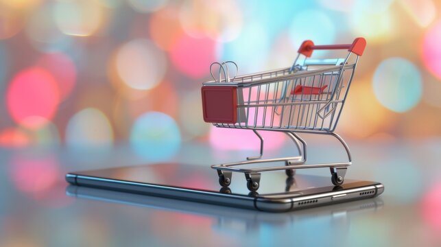 online shopping on smartphone application service, digital marketing, online buying, and online payment, summer or big sale, payment, discount for credit, 3D render, Generate AI
