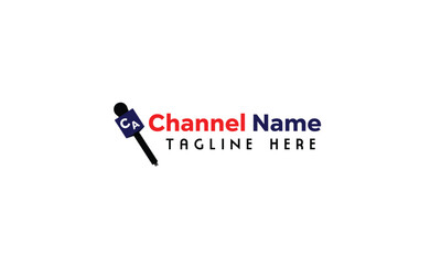 podcast channel microphone  news business logo design