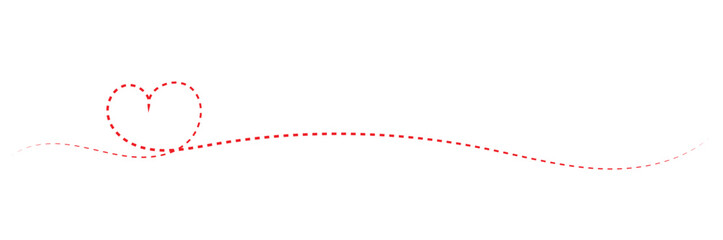 Hand drawn heart line art banner background transparent isolated