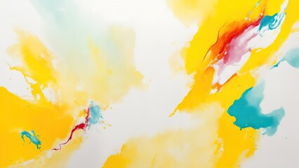 Multi colored abstract painting with bright White and yellow
