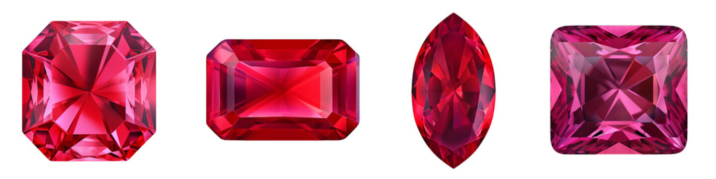 Red Alexandrite Gemstone clipart collection, vector, icons isolated on transparent background