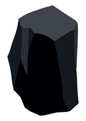 Coal black mineral resources. Pieces of fossil stone. Polygonal shape. Black rock stone of graphite or charcoal. Energy resource charcoal icon