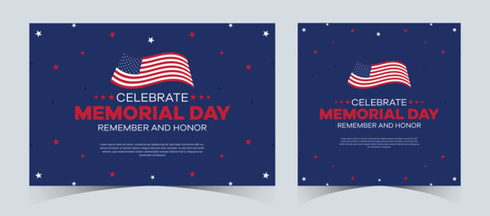 Set of memorial day sale web banner. Happy memorial day holiday sale post. Memorial day weekend sale banner. Memorial Day social media promotion template design in USA national flag colors