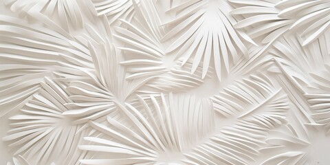 palm leaves wallpaper in white, with the effect of a hand drawing