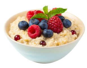 porridge mit Beeren isoliert auf weißen Hintergrund, Freisteller 