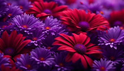 Obraz premium Purple and Red Flowers Pattern Background