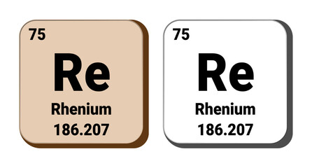 Re, Rhenium element vector icon, periodic table element. Vector illustration EPS 10 File. Isolated on white background.