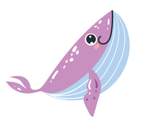 Whale cartoon cute sea animal isolated concept. Vector graphic design illustration