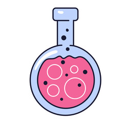 Laboratory bottle flask chemistry biology microscope isolated set. Vector flat graphic design cartoon illustration