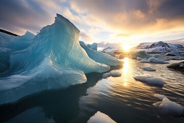 Melting icebergs in Arctic landscape