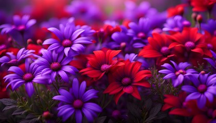 Purple and Red Flowers Pattern Background