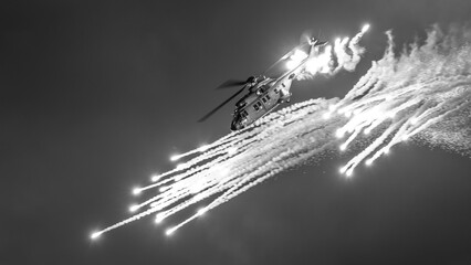 helicopter shooting flares