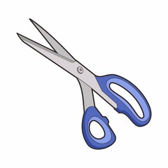 Scissors with handle blue color illustration.