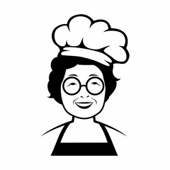 Mother wears glasses wearing hat and chef clothes