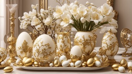Easter eggs and flowers