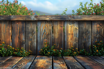 Fototapeta na wymiar wood fence background with grass 