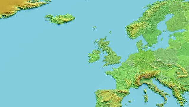 Ireland Map 3D animated with Borders