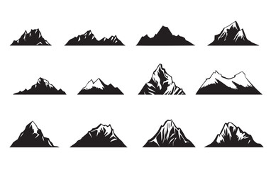 hand drawn mountain peaks set