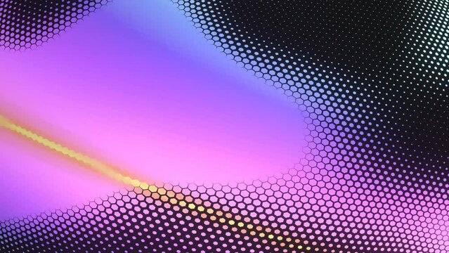 abstract background motion graphic animation of  the  halftone and vaporwave like seamless hexagonal transformation.