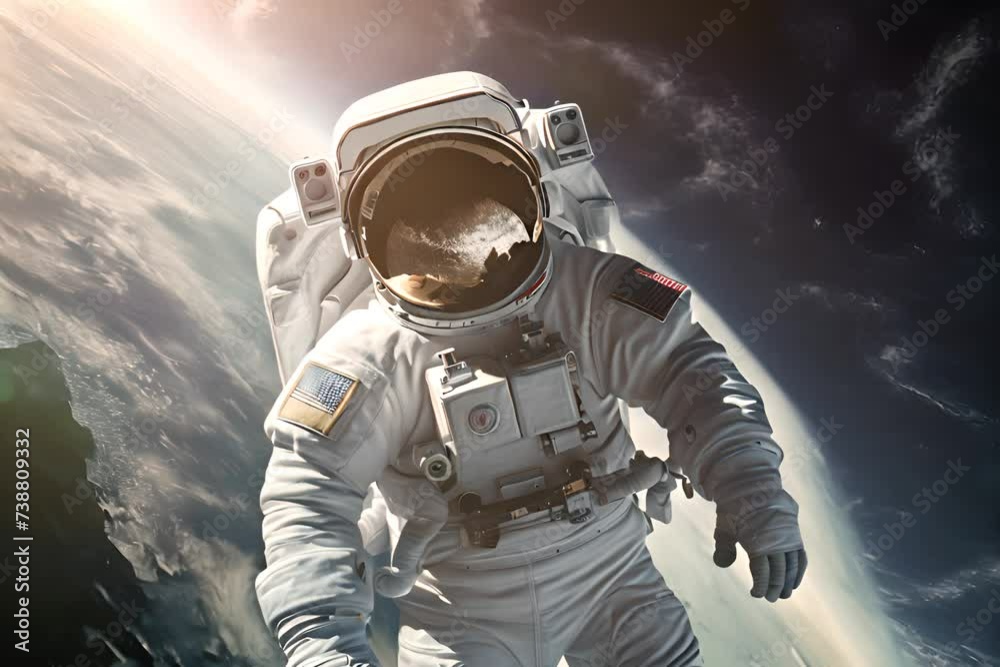 Canvas Prints astronaut spaceman do spacewalk while working for space station