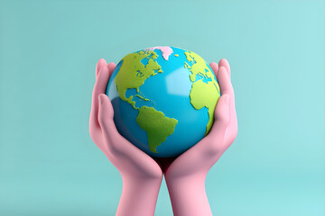 Hand holding a world globe - Ai Generated