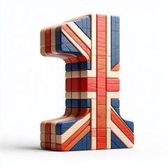 1 digit United Kingdom letters shape 3D wooden Lettering Typeface. AI generated illustration
