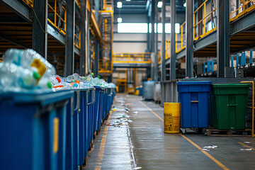 A recycling plastic factory warehouse