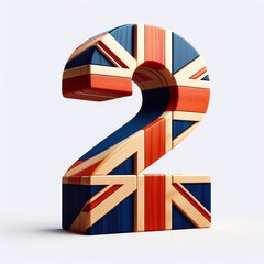 2 digit United Kingdom letters shape 3D wooden Lettering Typeface. AI generated illustration