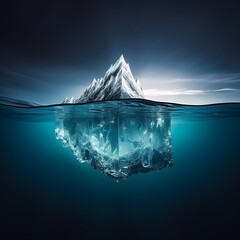 Iceberg floating in a tranquil ocean.
